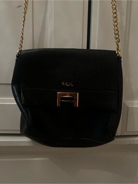 RLL Ralph Lauren Black Gold Chain Purse Coin CrossBody Bag